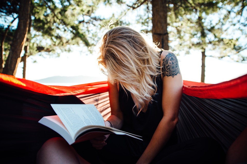 woman reading a book